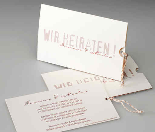 Hochzeitskarte, Schimmerkarton, Edeldesign, Frese Druckerei